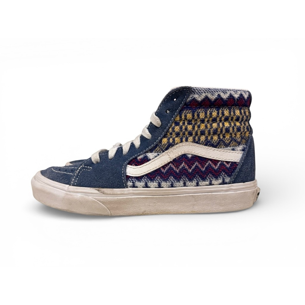 Vans Sk8-Hi Fair Isle Blue Multi Suede Canvas Skate Shoes W 5.5/M 4 Unisex - Picture 8 of 9